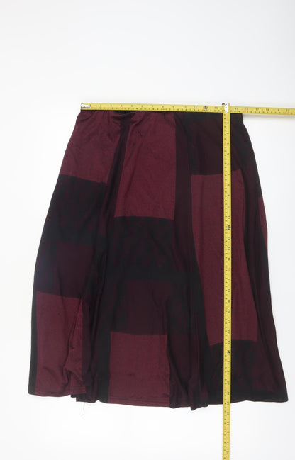 Anna Rose Women's Red Geometric Midi A-Line Skirt Size 14