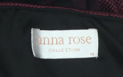 Anna Rose Women's Red Geometric Midi A-Line Skirt Size 14