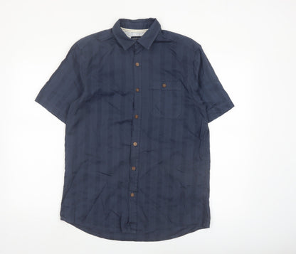 Boston Crew Men's Blue Cotton Short Sleeve Button-Up Shirt Size S