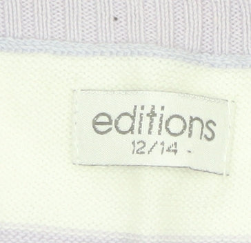 Editions Women Purple White Striped 100% Cotton Sleeveless Tank Top Size 12
