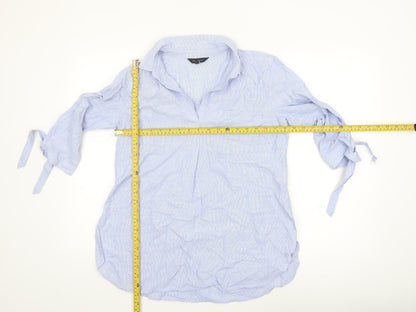 New Look Womens Blue 3/4 Sleeve Cotton Tunic Blouse Size 10