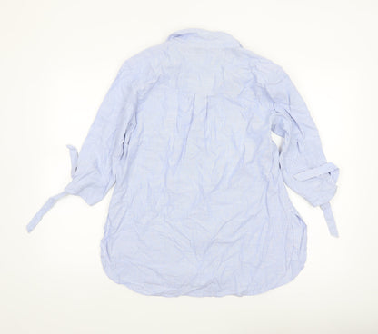 New Look Womens Blue 3/4 Sleeve Cotton Tunic Blouse Size 10