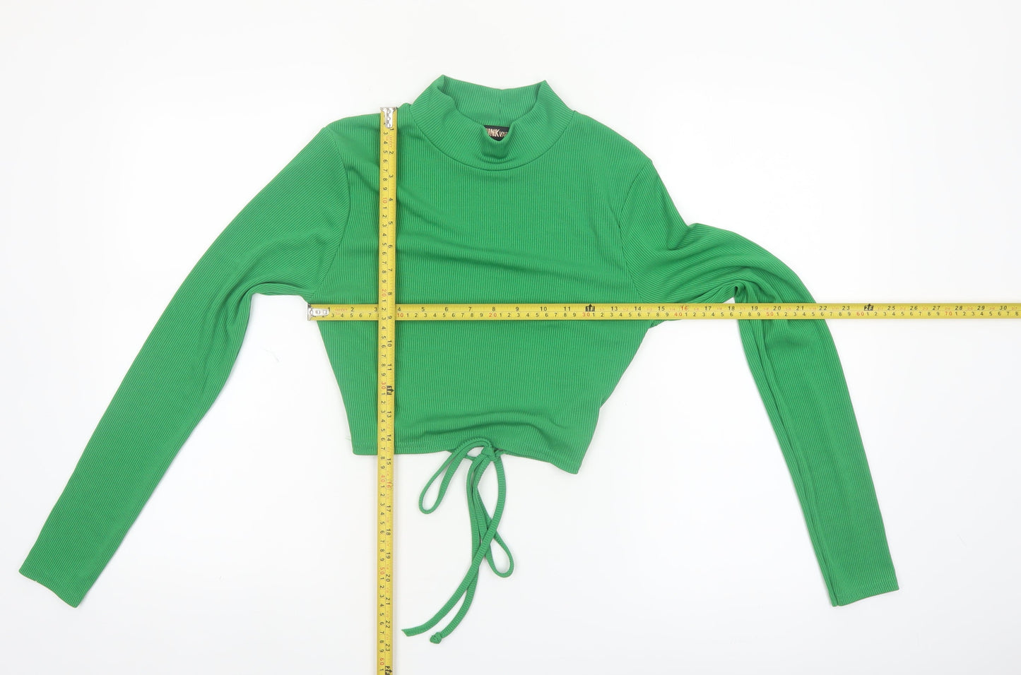 Pink Vanilla Women's Green Cropped Long Sleeve High Neck Top Size M