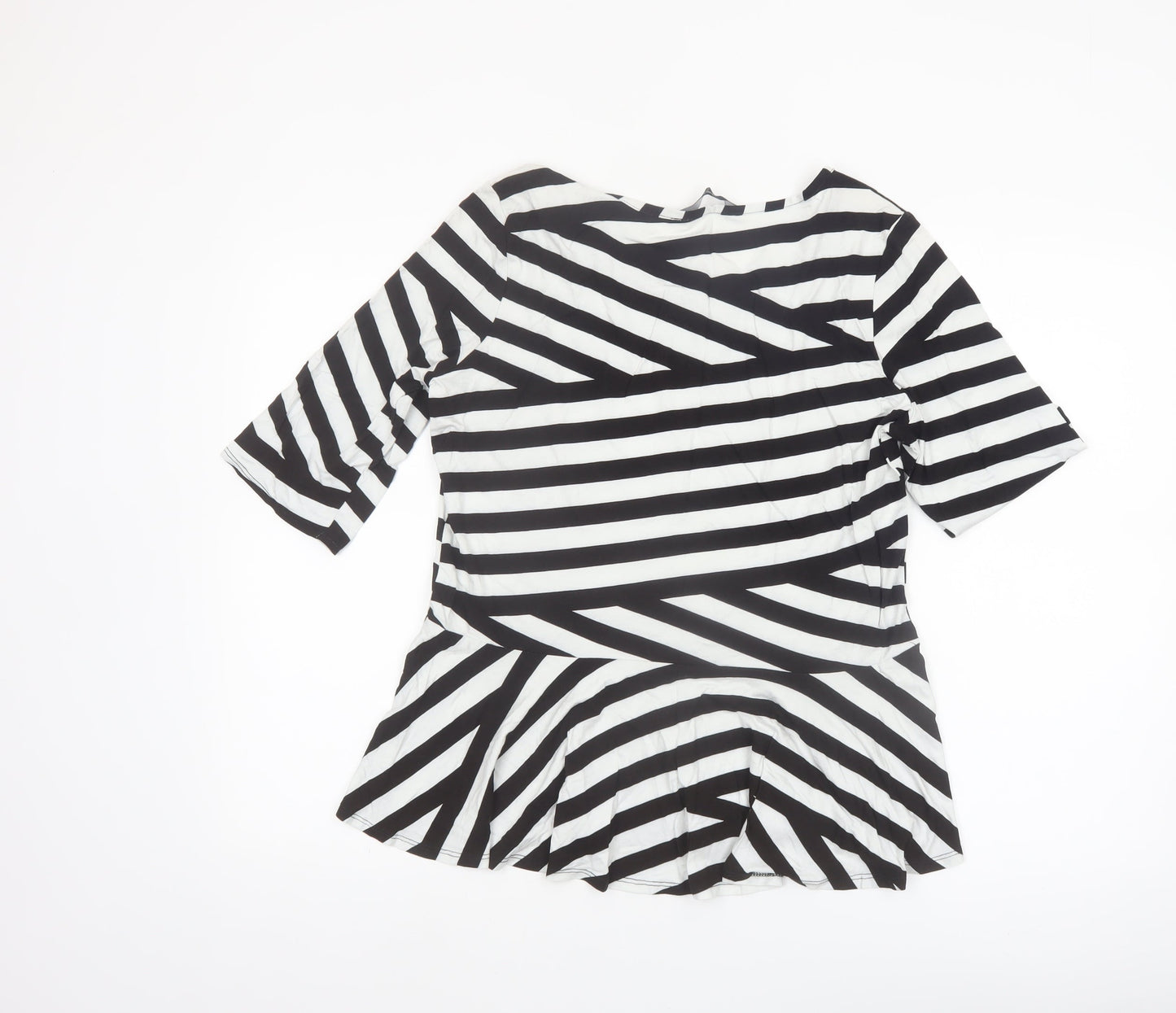 BHS Women’s Black White Striped Tunic Top Size 18 Viscose Stretch
