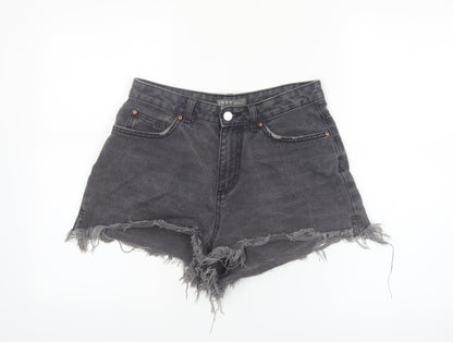 Denim Co Women Black High Rise Cut-Off Denim Shorts Size 12