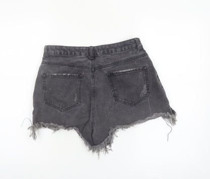 Denim Co Women Black High Rise Cut-Off Denim Shorts Size 12