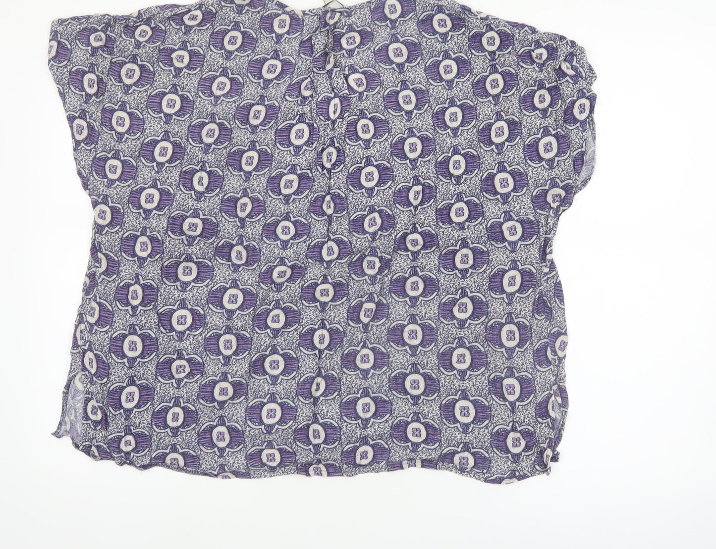 Next Women’s Purple Floral Viscose Tunic Blouse UK 16 Short Sleeve