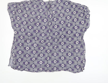 Next Women’s Purple Floral Viscose Tunic Blouse UK 16 Short Sleeve
