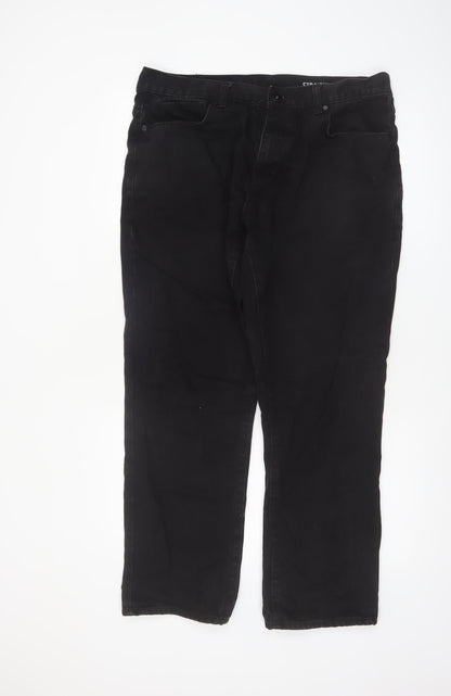 F&F Men's Black Straight Leg Jeans Size 36x30 Cotton Denim