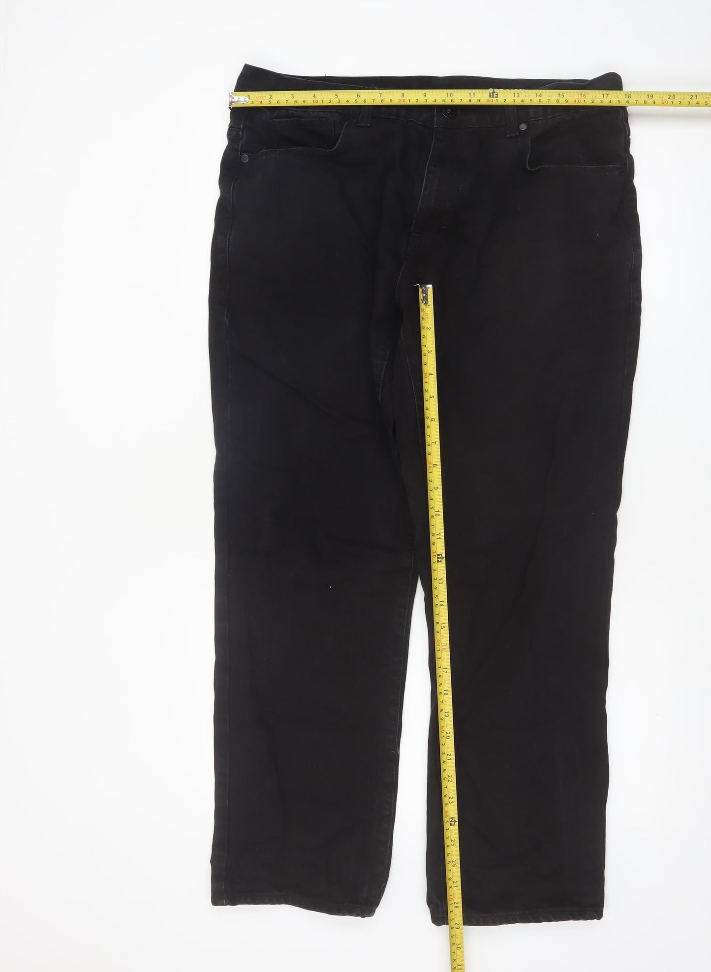 F&F Men's Black Straight Leg Jeans Size 36x30 Cotton Denim