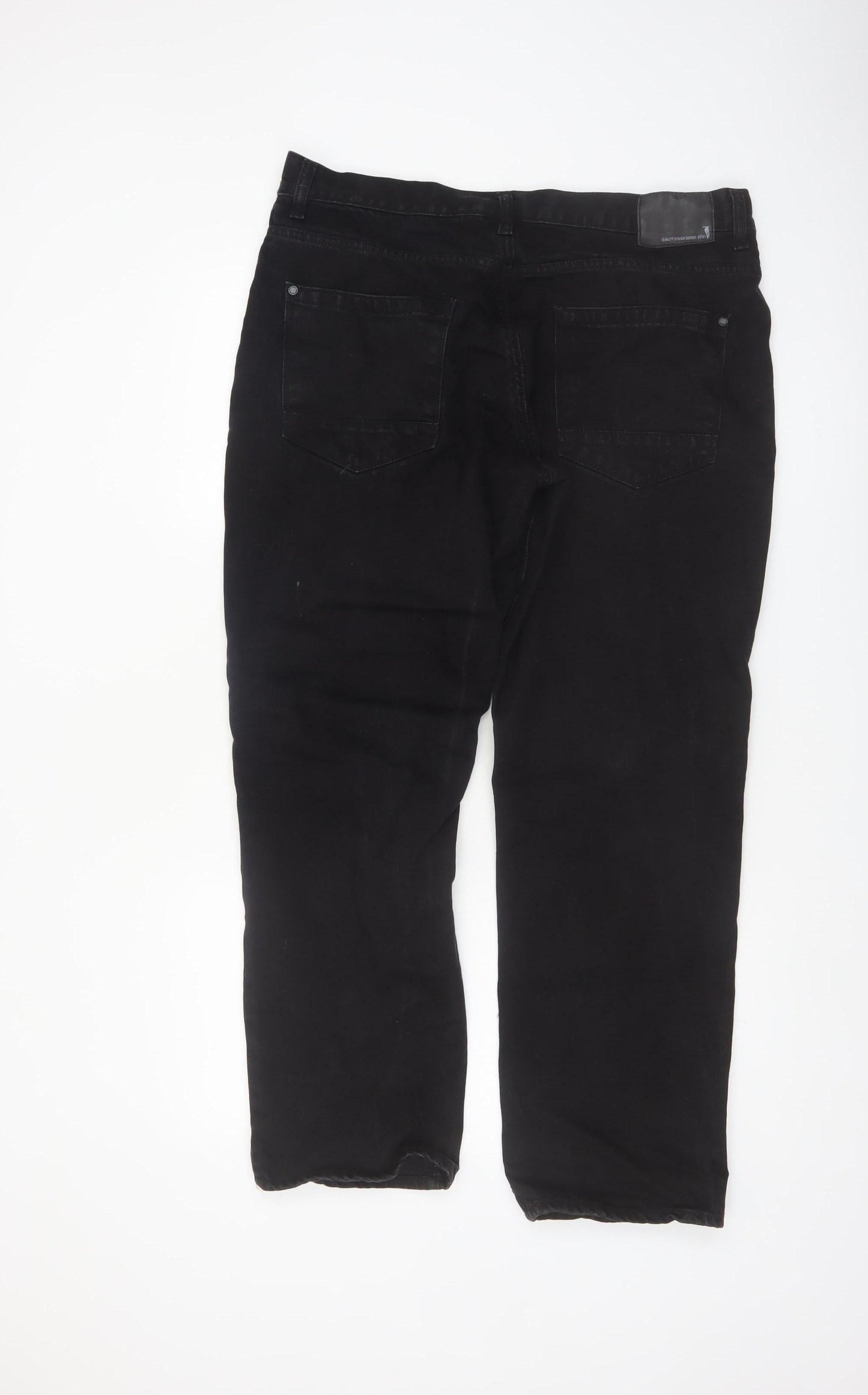F&F Men's Black Straight Leg Jeans Size 36x30 Cotton Denim