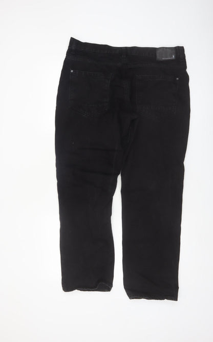 F&F Men's Black Straight Leg Jeans Size 36x30 Cotton Denim