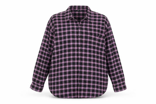 Zara Women's Purple Check Flannel Button-Up Shirt Size S