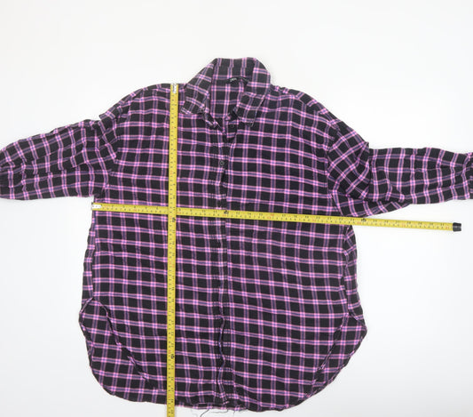 ZARA Women's Purple Check Flannel Button-Up Shirt Size S