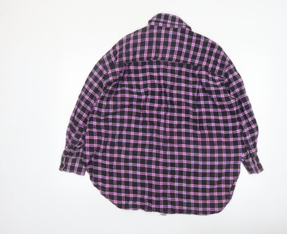 ZARA Women's Purple Check Flannel Button-Up Shirt Size S