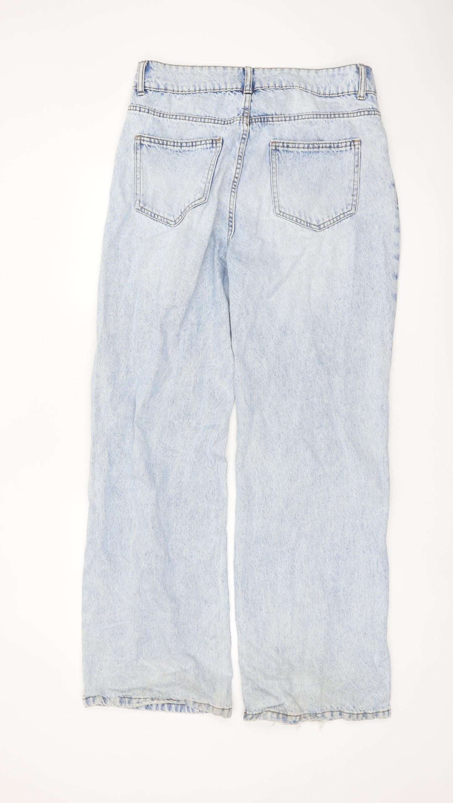 Primark Women’s Blue Light Wash Distressed Straight Jeans Size 14