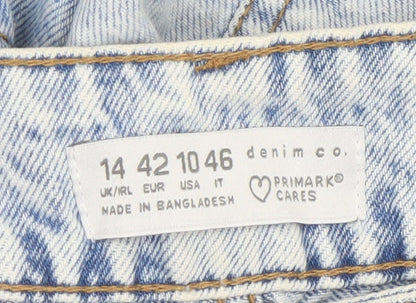 Primark Women’s Blue Light Wash Distressed Straight Jeans Size 14