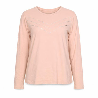 Wallis Women Pink Long Sleeve Rhinestone T-Shirt Size M