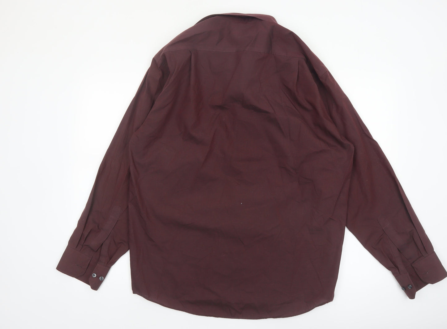 Marks and Spencer Men's Burgundy 16 Collar Long Sleeve Dress Shirt