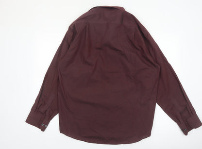 Marks and Spencer Men's Burgundy 16 Collar Long Sleeve Dress Shirt