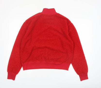 Topshop Womens Red 1/2 Zip Fleece Pullover Sweatshirt UK 10