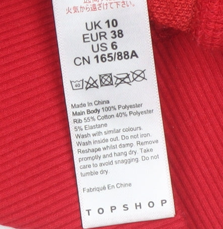 Topshop Womens Red 1/2 Zip Fleece Pullover Sweatshirt UK 10