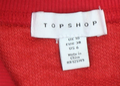 Topshop Womens Red 1/2 Zip Fleece Pullover Sweatshirt UK 10