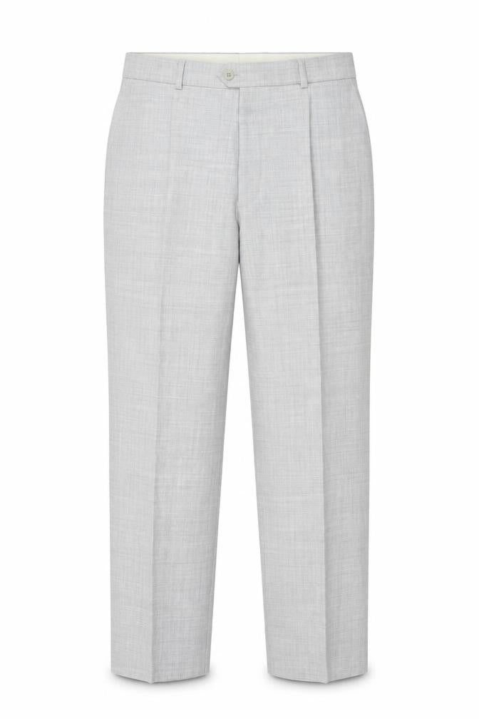 Lancers Men's Grey Wool Blend Dress Pants 32S Regular Fit Formal Trousers