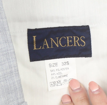 Lancers Men's Grey Wool Blend Dress Pants 32S Regular Fit Formal Trousers