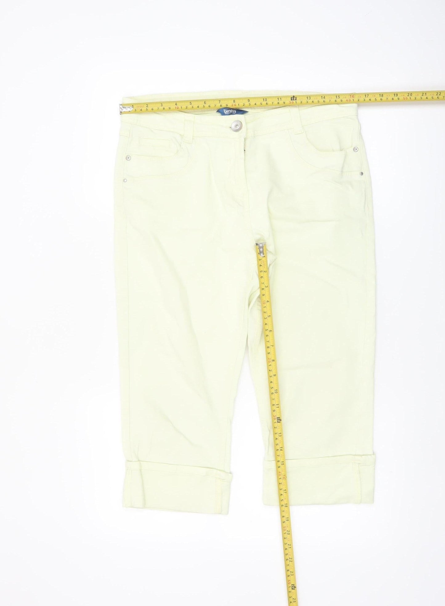 BHS Women’s Yellow Bermuda Shorts Size 14 Stretch Cotton