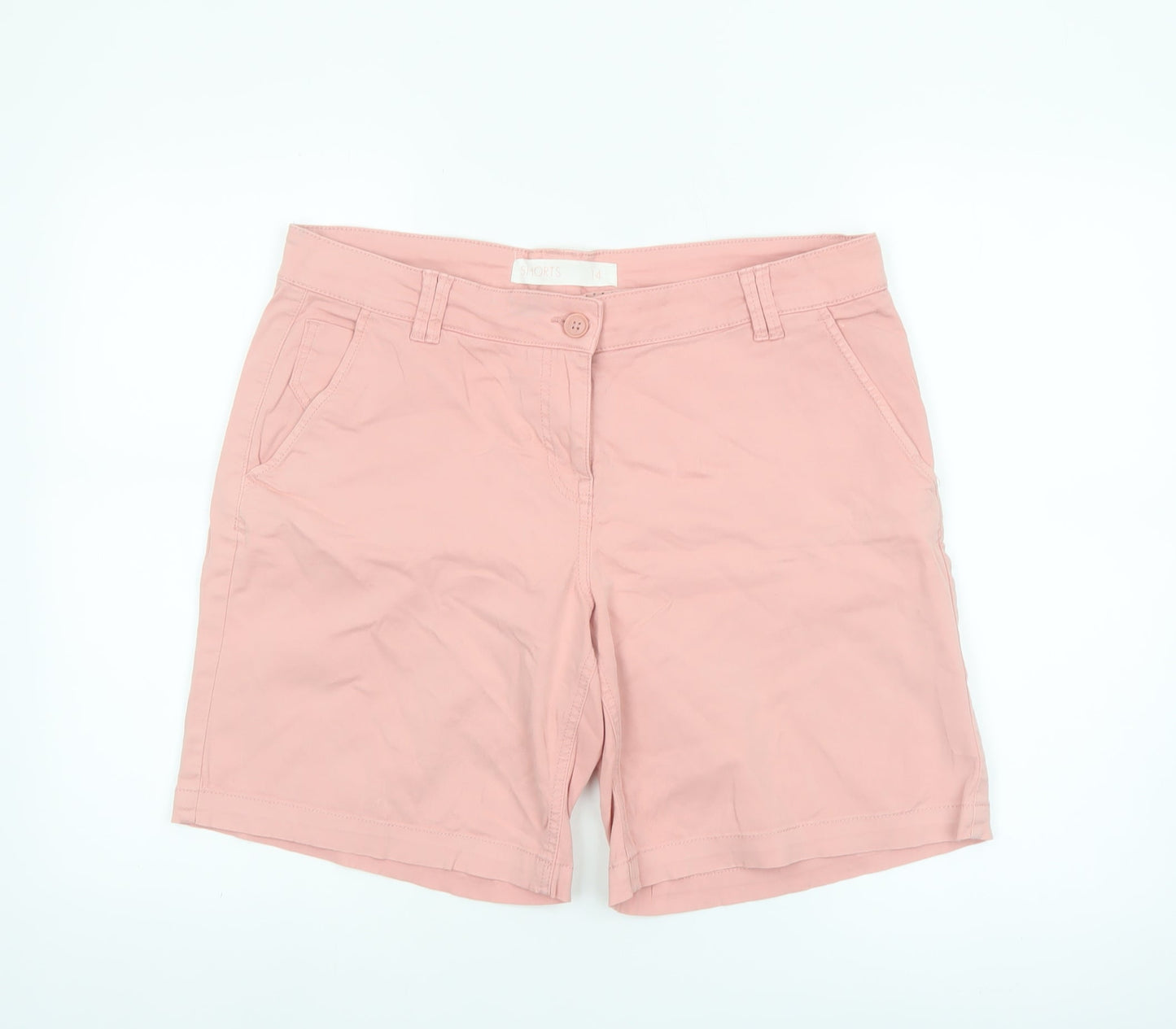Next Women Pink Chino Shorts Size 14 Cotton Blend Casual
