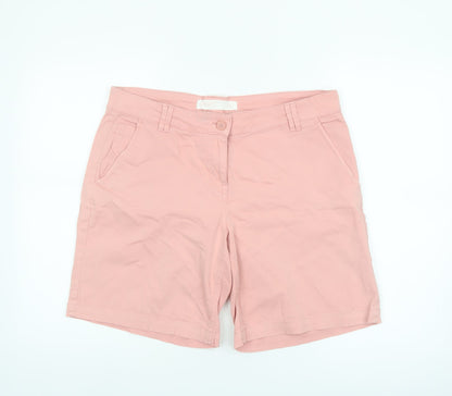 Next Women Pink Chino Shorts Size 14 Cotton Blend Casual