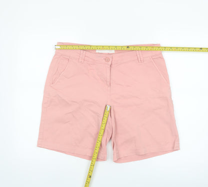 Next Women Pink Chino Shorts Size 14 Cotton Blend Casual