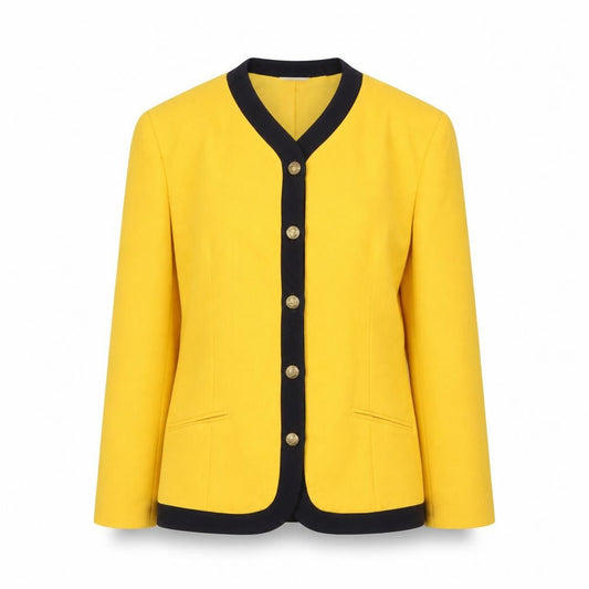 Eastex Women's Yellow Woven Blazer Jacket UK 10 Single-Breasted Classic