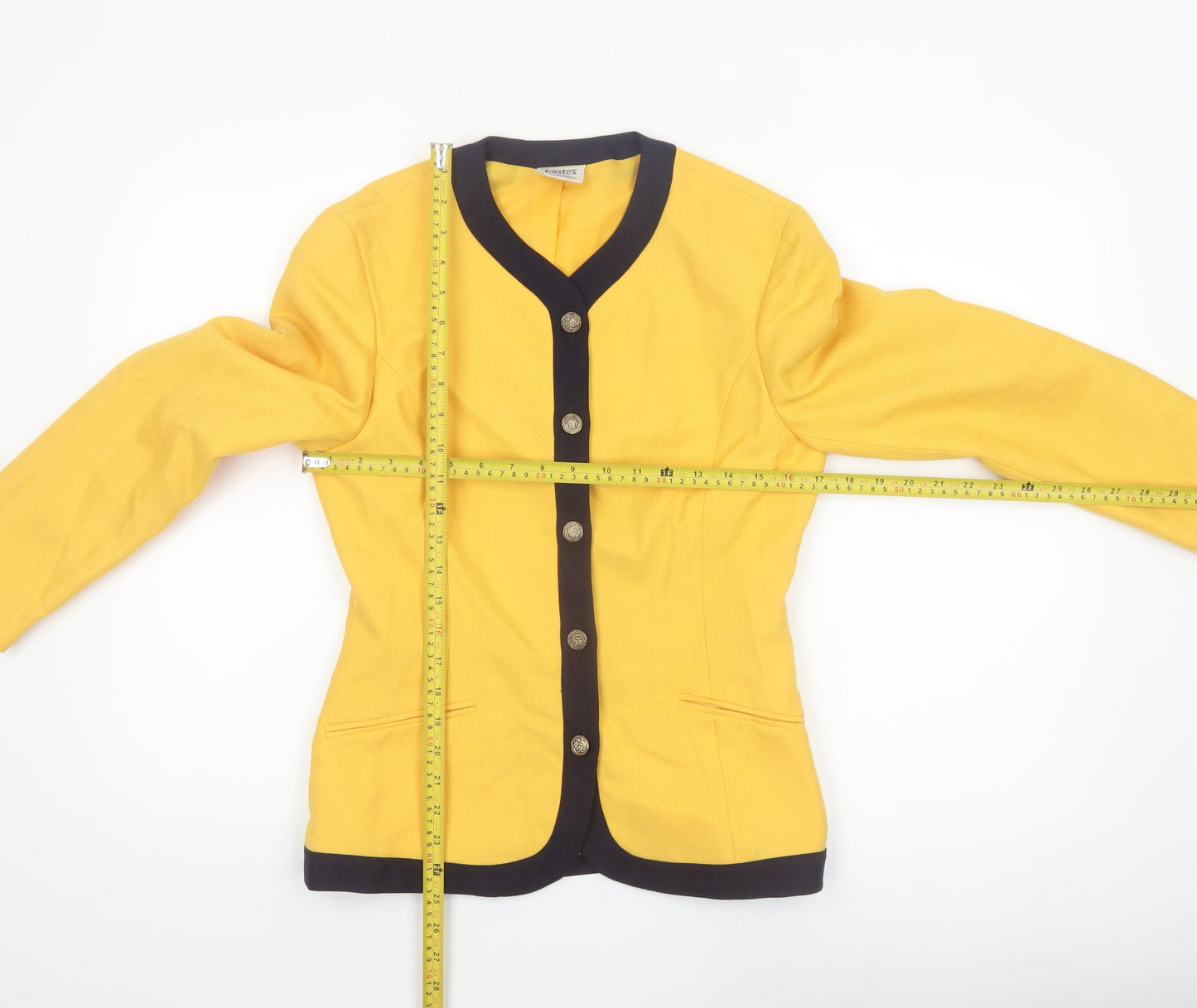 Eastex Women's Yellow Woven Blazer Jacket UK 10 Single-Breasted Classic