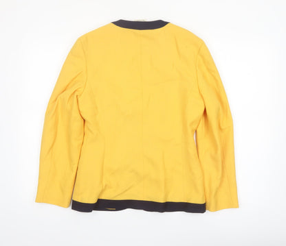 Eastex Women's Yellow Woven Blazer Jacket UK 10 Single-Breasted Classic