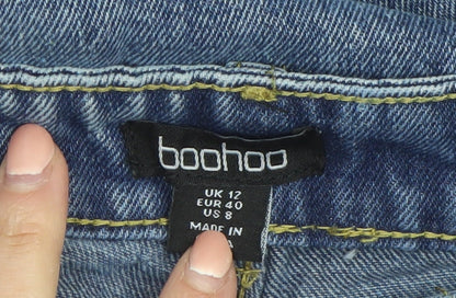 Boohoo Women's Blue Wide-Leg High Rise Denim Jeans Size 12