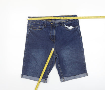 Pep&Co Women's Blue Denim Bermuda Shorts Size 14 Stretch
