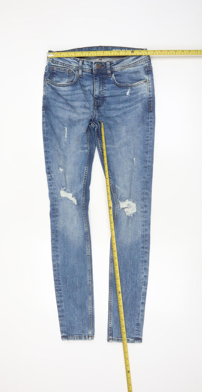Denim Co Men’s Blue Super Skinny Distressed Jeans W30 L32