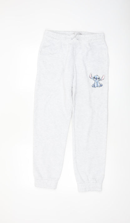 Disney Womens Grey XS Jogger Sweatpants with Stitch Embroidery