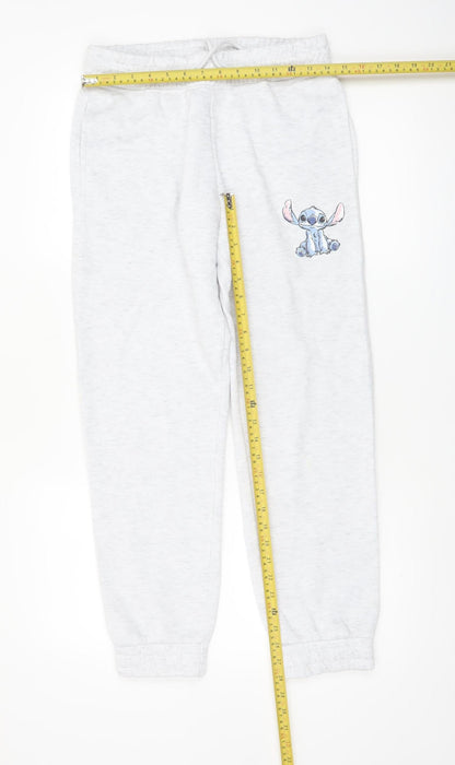 Disney Womens Grey XS Jogger Sweatpants with Stitch Embroidery