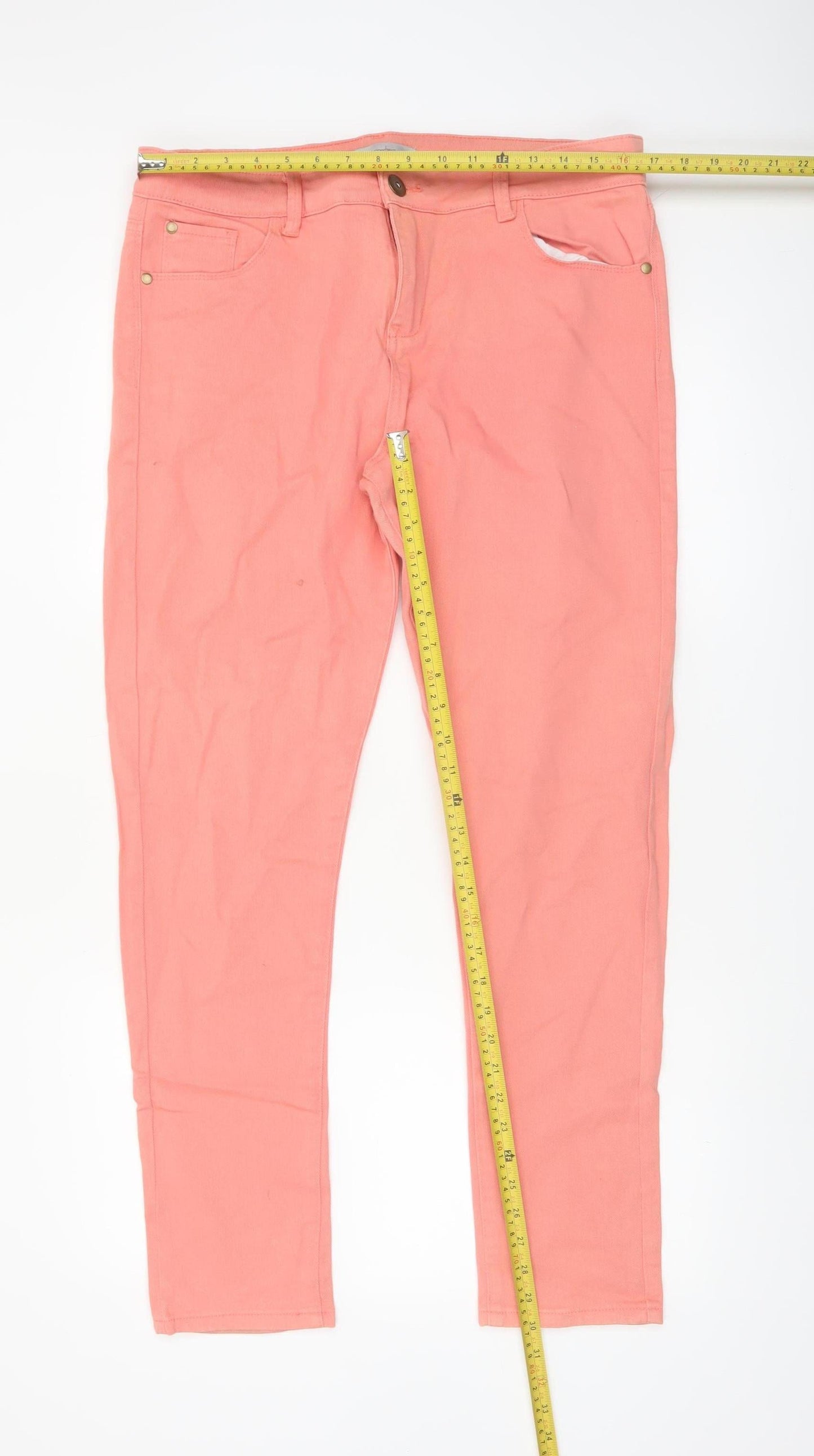 Pepperberry Women Pink Cotton Stretch Chino Trousers Size 16