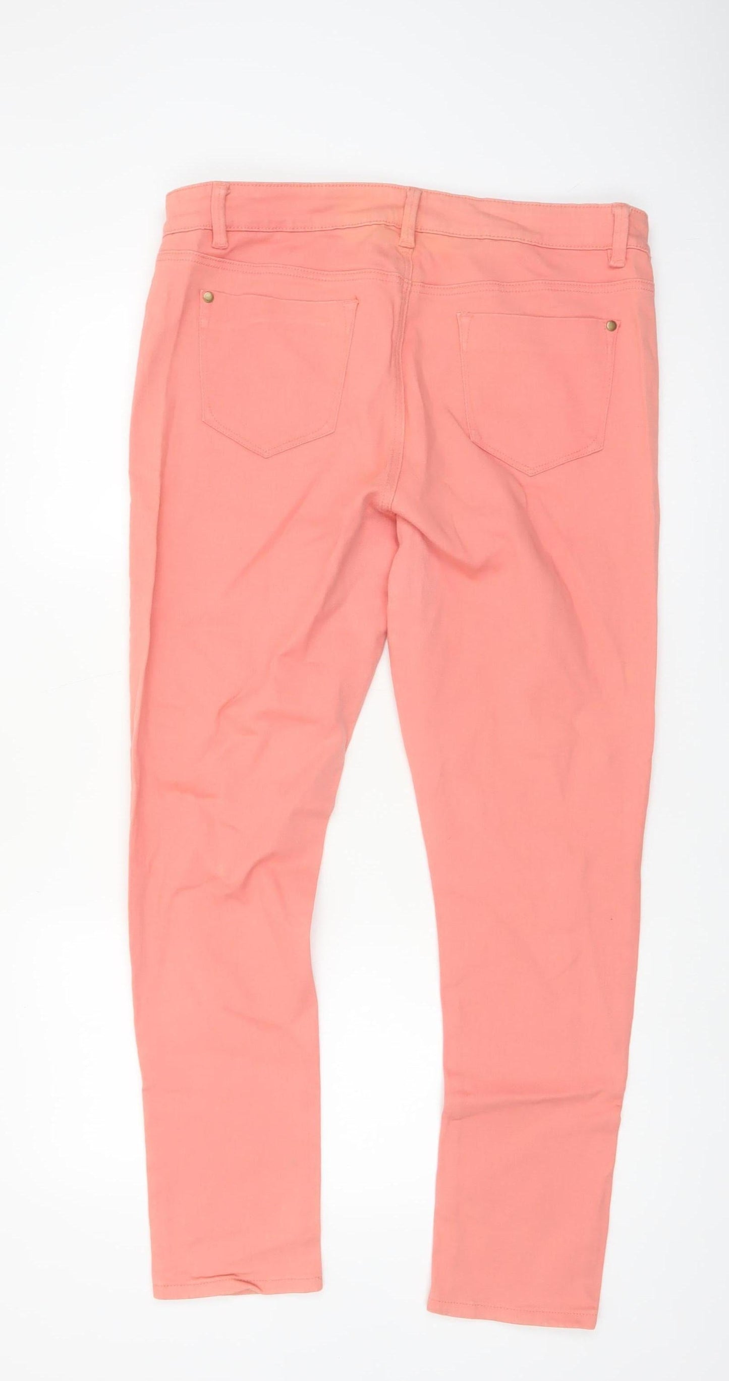 Pepperberry Women Pink Cotton Stretch Chino Trousers Size 16