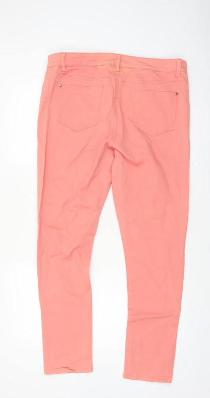 Pepperberry Women Pink Cotton Stretch Chino Trousers Size 16