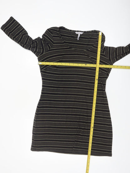 Bravissimo Women's Black Striped Knee Length Shift Dress Size 16