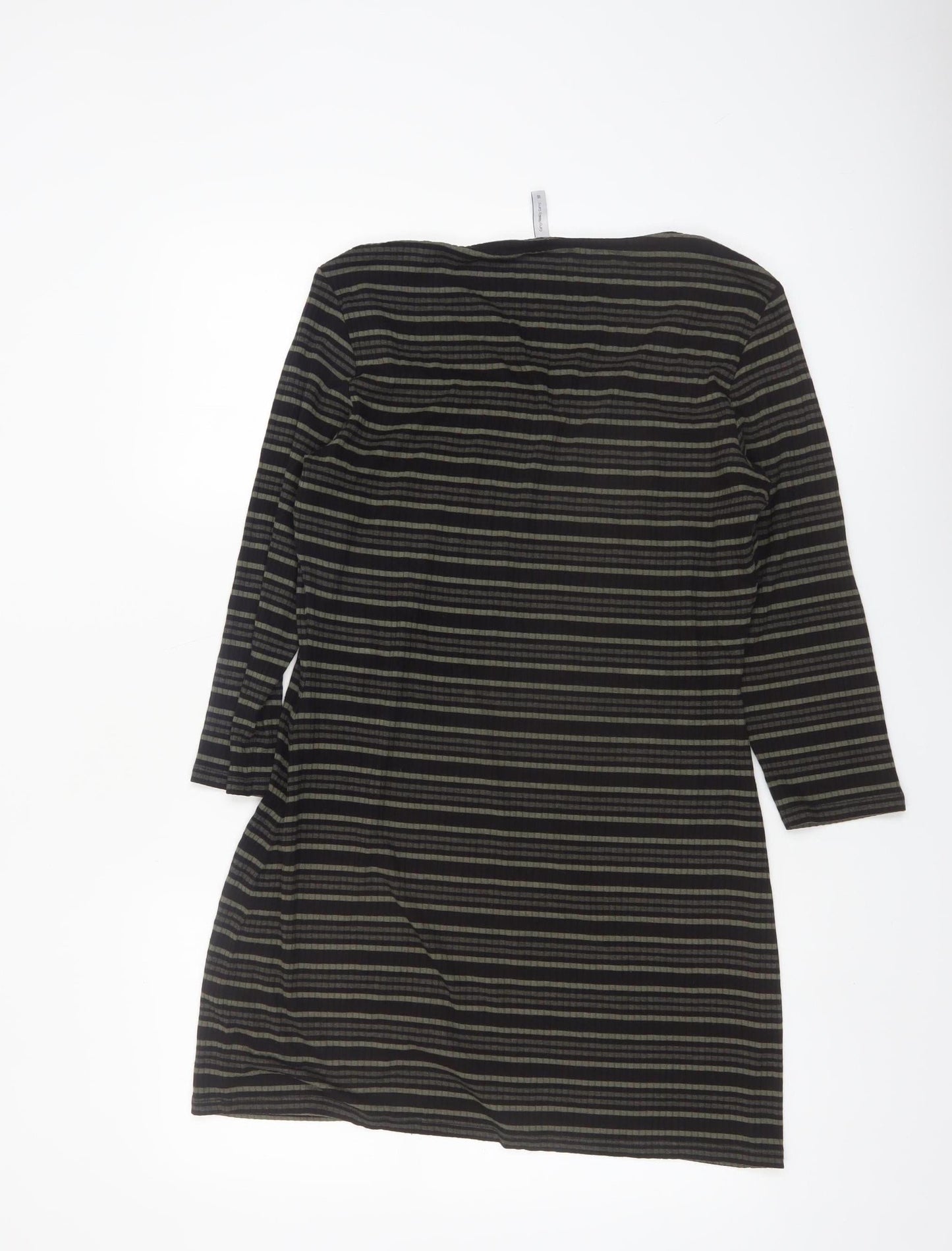 Bravissimo Women's Black Striped Knee Length Shift Dress Size 16