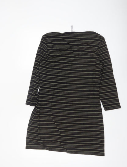 Bravissimo Women's Black Striped Knee Length Shift Dress Size 16