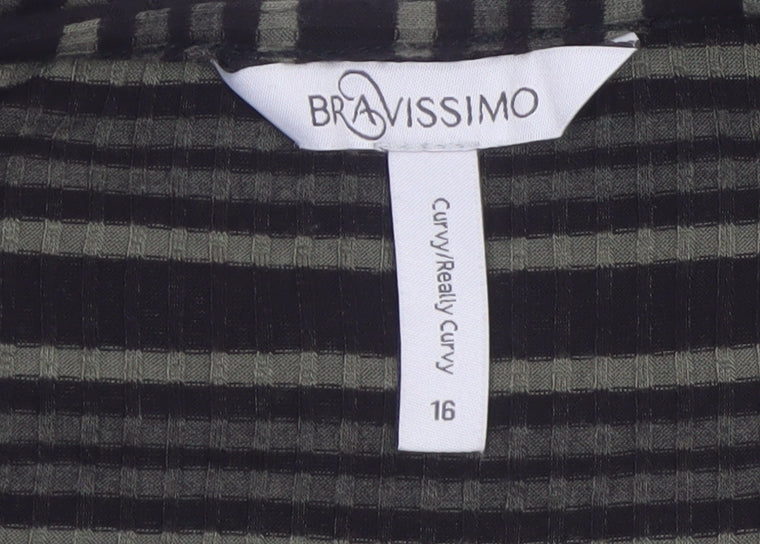 Bravissimo Women's Black Striped Knee Length Shift Dress Size 16