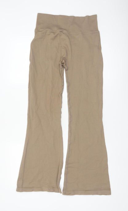 Mooslover Women’s Beige Flared Leggings L High Waist Stretch Trousers