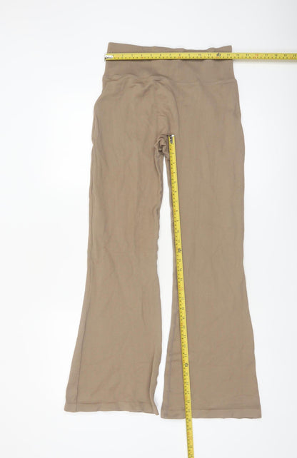 Mooslover Women’s Beige Flared Leggings L High Waist Stretch Trousers